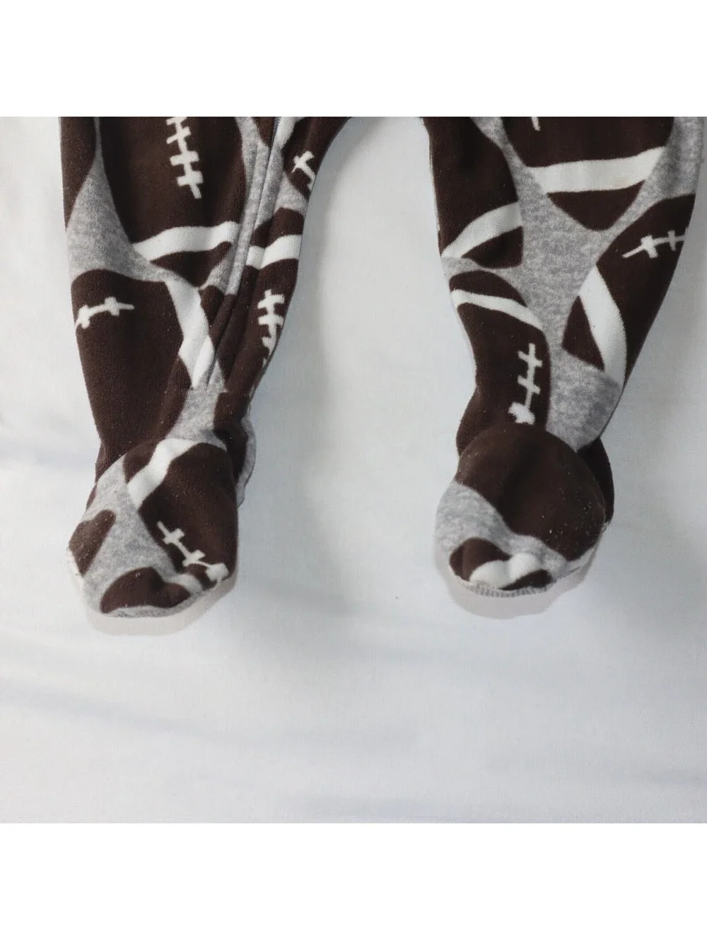 Carter's Boys Football Print Footed Pajamas Size 12M Brown Gray